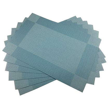 Vinyl Blue Placemats Heat Resistant Dining Table Mats Non-Slip Washable Place Mats Set of 6 （Blue） - color: Blue