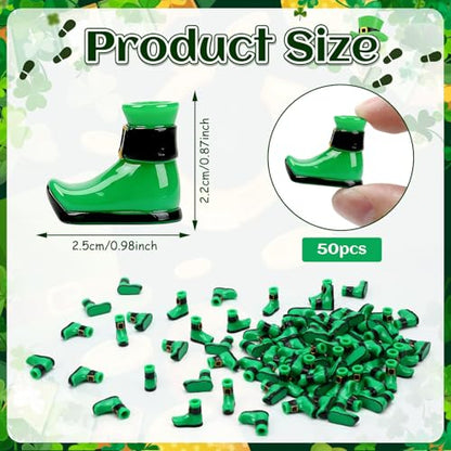 JUNEBRUSHS 50 Pcs St Patrick's Day Mini Resin Shoes for Party Decorations | Exquisite Irish Festival Styling,Premium Sturdy Resin Material,Versatile DIY Craft Supplies,Wonderful Party and Event Decor - style: St Patrick's Day Style