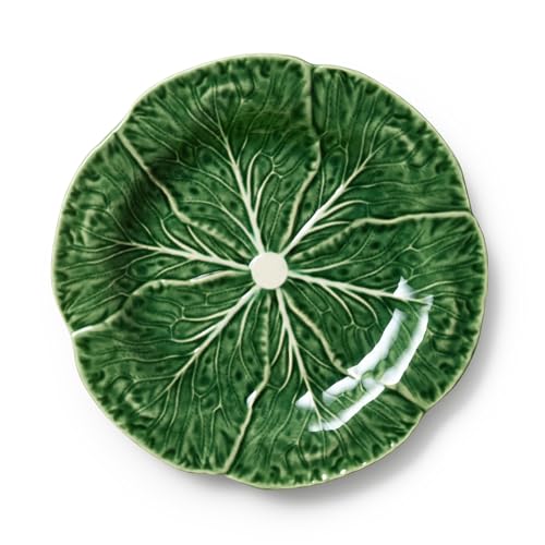 Le Jardin Green Cabbage Plates 3D SALAD/DESSERT PLATES, SET OF FOUR - 9" Sculpted Green Stoneware Leaf Plates – Seasonal Spring & Summer Tableware for Fresh, Nature-Inspired Dining