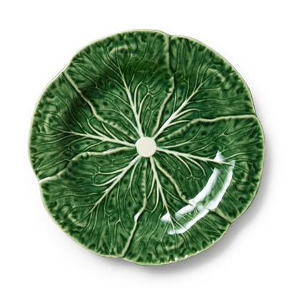 Le Jardin Green Cabbage Plates 3D SALAD/DESSERT PLATES, SET OF FOUR - 9" Sculpted Green Stoneware Leaf Plates – Seasonal Spring & Summer Tableware for Fresh, Nature-Inspired Dining