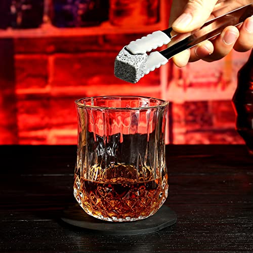 Whiskey Stones Glass Gifts Set - Bourbon Scotch Whiskey Glasses Set of 2 | 8 Granite Chilling Rocks in Premium Wood Box, Best Dsrinking Gift for Men Dad Husband Fathers Day Birthday Holiday Christmas - style: Pineapple Glasses+Granite Stones