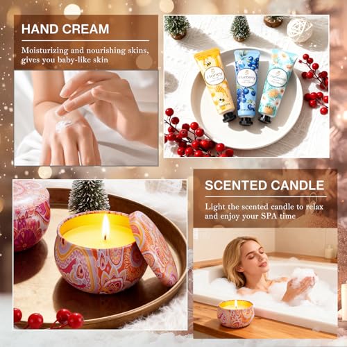 Candle Set, Gifts Set for Women, Teacher Appreciation Gift, Scented Candles & Hand Cream Lotion Set, Mother's Day Gift, Bithday Holiday Gifts for Nurse Her Friend Corworkers Mom Adults