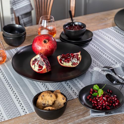over&back Coupe Stoneware Serving Platter - Elegant 1-Piece Round Serving Platter to Complete Your Kitchen Set - 13.1" x 13.1" - Semi-Matte Black - color: Black, size: Round Platter