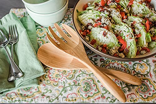 Large Bamboo Salad Server Set, Premium Quality Bamboo Salad Servers, 12-inch Salad Lifters