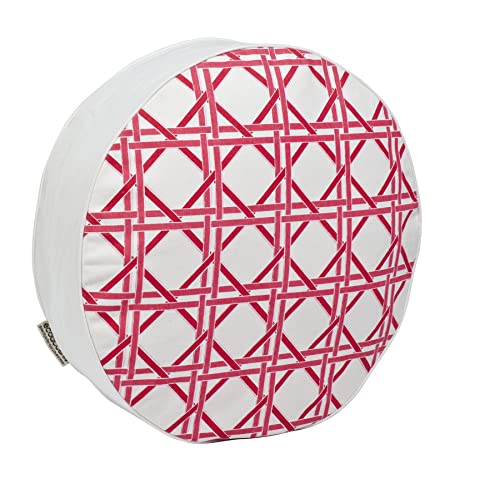 Greendale Home Fashions Pink Cane 15-inch Round Cotton Canvas Throw Pillow - color: Pink Cane