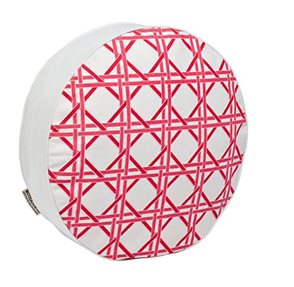 Greendale Home Fashions Pink Cane 15-inch Round Cotton Canvas Throw Pillow - color: Pink Cane