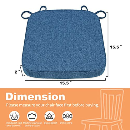 SINOSSO Memory Foam Chair Cushion for Folding Chair 1 Pcs, Thickened 2" Square Kitchen Chair Pad with Ties, Indoor Non-Slip Dining Chair Seat Cushion (1 Piece, Blue) - color: Blue