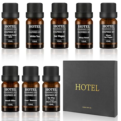 Hotel Collection Diffuser Essential Oil Gift Set,Hotel Scents for Home,Stress Relief Air Freshening,My Way,The Beach Villas and Other Luxury Hotel Scents Waterless Essential Oil Diffuser