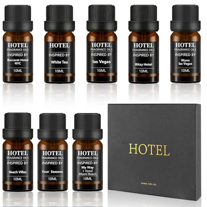 Hotel Collection Diffuser Essential Oil Gift Set,Hotel Scents for Home,Stress Relief Air Freshening,My Way,The Beach Villas and Other Luxury Hotel Scents Waterless Essential Oil Diffuser
