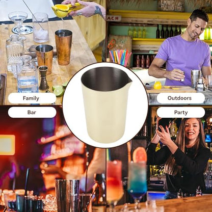 Cocktail Mixing Glass, Glass Bar Shaker Metal Bar Mixing Pitcher for Stirring Drinks Stainless Steel Cocktail Pitcher Drink Maker for Bar(Gold)