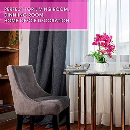 W&W Artificial Orchid Plants and Flowers with Vase, Fake Faux Orchid in Ceramic Pot,19”, Fuchsia - color: Fuchsia 01
