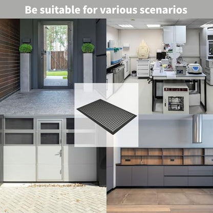 4 Pack Rubber Floor Mats 36”x24” - Heavy-Duty Non-Slip Kitchen Mat & Bar Floor Mat with Drain Holes, Odorless for Entrance, Restaurant, Indoor Outdoor - size: 36"x24" Drain Mats 4Pcs