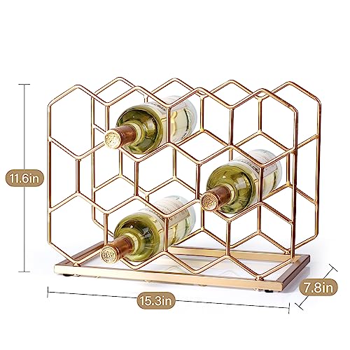 14 Bottle Countertop Wine Rack - Freestanding Modern Gold Metal Wine Rack - Tabletop Wine Holder Stand for Cabinet, Pantry, Wine Bottle Storage…… - color: Gold