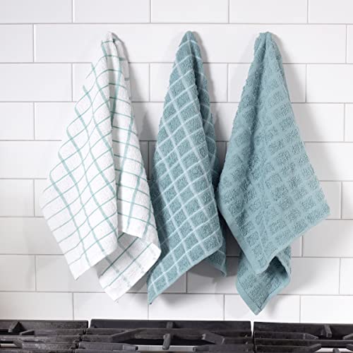Ritz Premium 100% Cotton Terry Check Kitchen Dish Towels - Highly Absorbent, Super Soft, Long-Lasting, 25"x15", 3-Pack, Dew - color: Dew, size: 3-Pack - Kitchen Towel