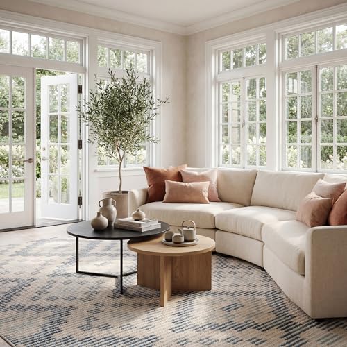 Dash & Albert Orzalla Blue Diamond Washable Rug, 9'6"x13'6" | Diamond Cove Machine Washable Rug, 9.5' X 13.5', Diamond Pattern - color: Diamond Cove Blue, size: 9'6" x 13'6" (Rectangular)