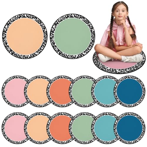 12 Pcs Boho Classroom Decor Carpet Seats for Preschool Kindergarten Learning Playing Area 17 Inch Round Classroom Rug Floor Cushions Non Slip Cushion Decor - color: Boho
