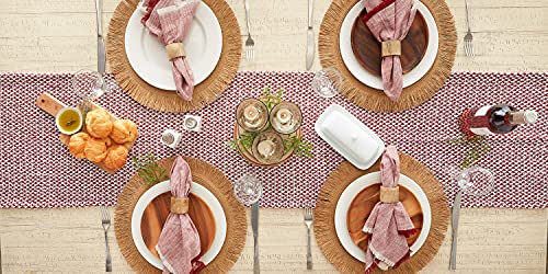 DII Woven Basics Collection 100% Cotton Knit Table Runner, 15x108, Tango Red - color: Tango Red, size: 15x108"