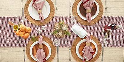 DII Woven Basics Collection 100% Cotton Knit Table Runner, 15x108, Tango Red - color: Tango Red, size: 15x108"