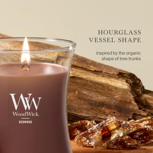 WoodWick Redwood Holiday Candle Gifts for Women and Men, 9.7 oz Medium Hourglass Candle with Crackling Wick - color: Redwood, size: 9.7oz