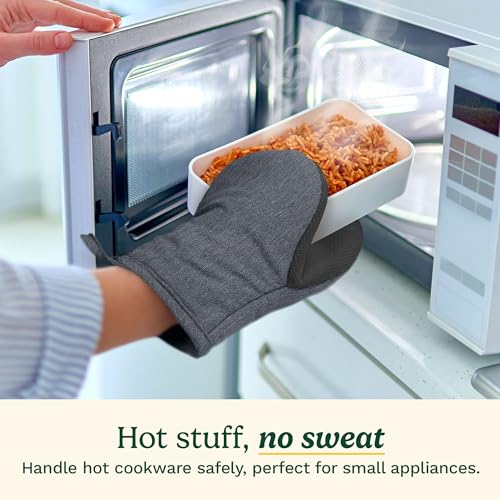 Cuisinart Mini Oven Mitts, 2-Pack, Neoprene Grip, Heat Resistant 350F | Cotton-lined, non-slip neoprene palm, ambidextrous design, ideal for smaller hands and everyday cooking - color: Charcoal