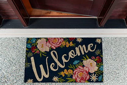 DII Natural Coir Doormat Outdoor Welcome Mat, 17x29, Roses - color: Roses