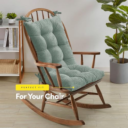 Rocking Chair Cushion Premium Tufted Pads Non Skid Slip Backed Crushed Velvet Cover Set of Upper and Lower with Ties, 21 in x 17 in | 17 in x 17 in, Velvet Mint - color: Velvet Mint, style: 21" X 17"/17" X 17" (Pack of 1)
