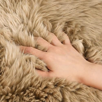 LLB Sheepskin Chair Cushion Non-Slip Back Square Genuine Fur Chair Cover Silky Natural Wool Seat Cushion Pad Soft Area Rugs Carpet for Home Office Restaurant Chair 18x18 Inch (Pack of 1), Tan - color: Tan, size: 18x18 Inch (Pack of 1)