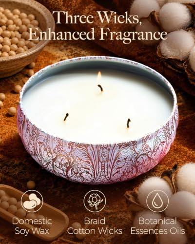 M&SENSE Pumpkin Apple Pie Scented Candles,3 Wick Soy Candles for Home Scented, 12oz Travel Aromatherapy Candle for Stress Relief, 40 Hour Burn Time - color: Pumpkin Apple Pie