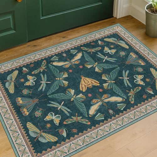 Washable Entry Rugs for Inside House - Non Slip 2x3 Small Rugs for Entryway, Kitchen, Powder Room, Stain & Fade Resistant, Teal Green - color: Teal, size: 2' x 3' (Rectangular)