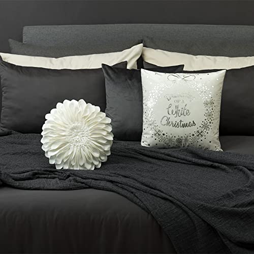 JWH 3D Flower Throw Pillow Covers Decorative Aesthetic Sunflower Accent Pillow Cases Handmade Pillowcase Round Cushion for Car Bedroom Bed Couch Chair with Insert 12 Inch White