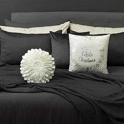 JWH 3D Flower Throw Pillow Covers Decorative Aesthetic Sunflower Accent Pillow Cases Handmade Pillowcase Round Cushion for Car Bedroom Bed Couch Chair with Insert 12 Inch White