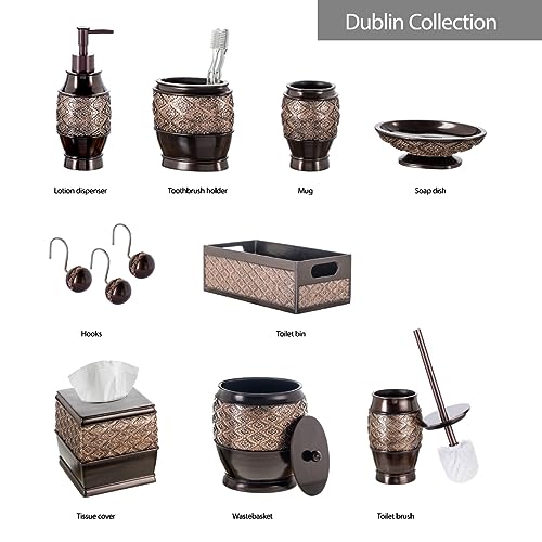 Creative Scents Dublin Brown Countertop Toothbrush Holders for Bathrooms - Decorative Tooth Brush Holder for Bathroom - Toothbrush Organizer for Regular or Electric Toothbrushes and Toothpaste - style: Toothbrush Holder