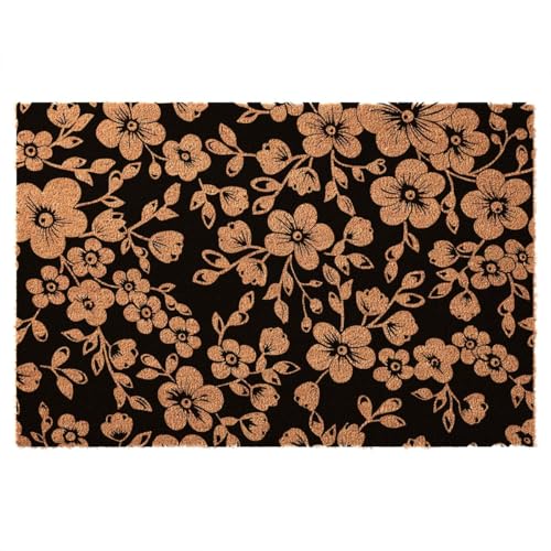 Floral Pattern Coir Doormat, 23.7x15.7 inch, Water Resistant, Durable, Machine Made, Small, Traditional Style, Spot Clean Only - color: Garden Floral Pattern