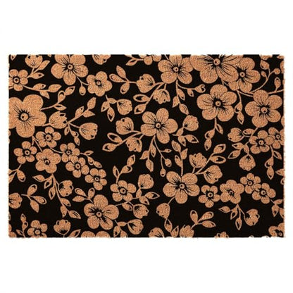 Floral Pattern Coir Doormat, 23.7x15.7 inch, Water Resistant, Durable, Machine Made, Small, Traditional Style, Spot Clean Only - color: Garden Floral Pattern