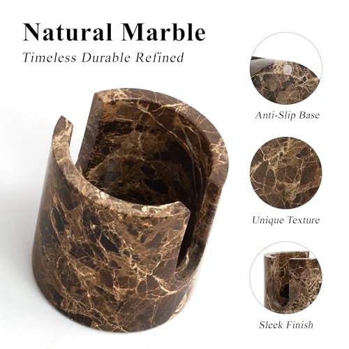 Natural Marble Sponge Holder, Drying Rack for Kitchen Sink - Dark Brown | 1.4 lb Handcrafted Stone Kitchen Sponge Holder with Anti-Slip Pad, Fast Drying Sink Caddy for Kitchen Counter Organizer - color: Brown