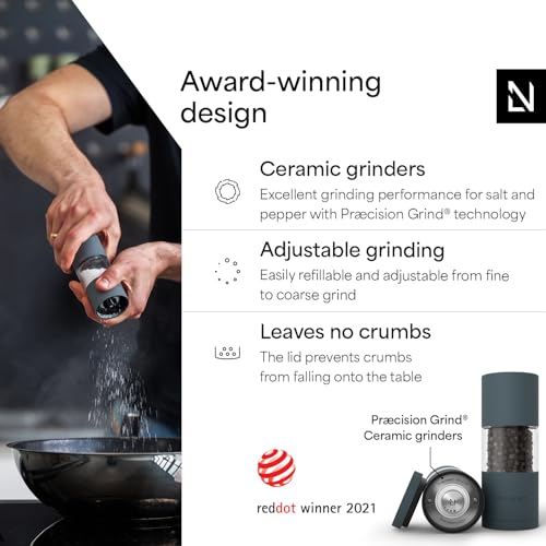 LARS NYSØM Salt and Pepper Grinder Set, Manual Salt and Pepper Mills with Adjustable Ceramic Grinder, Design Spice Shaker Set (Stone Blue) - color: Stone Blue