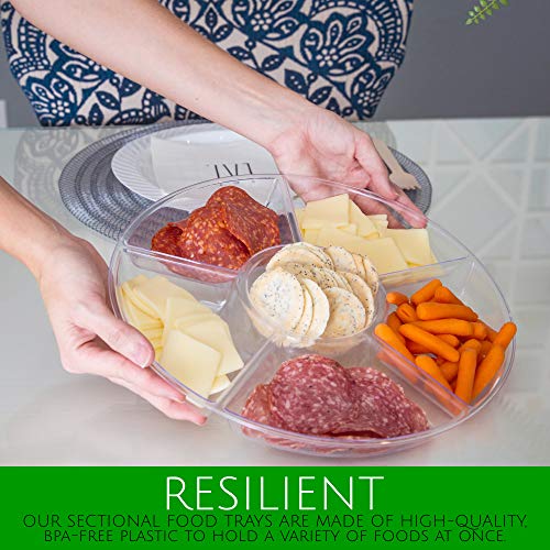 Plasticpro 6 Sectional Round Plastic Serving Tray/Platter (4, Clear) - color: Clear