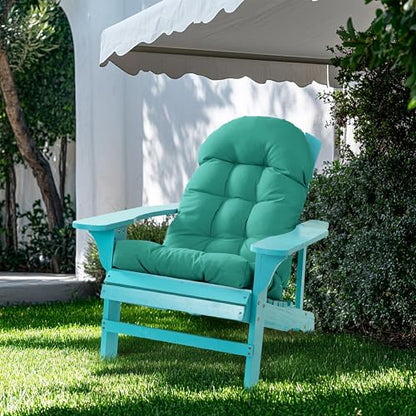 Adirondack Chair Cushion, Rocking Chair Cushion 44x19.4x4 inch, High Back Patio Cushions of Upper and Lower with Ties, Sunscreen and Fade-Resistant (Lake Blue, 2) - color: Lake Blue