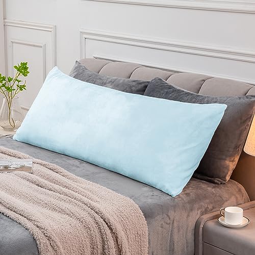 BEDELITE Body Pillow Cover with Zipper, Blue, 20x54 Inch, 1 Pack | Body Pillow Pillowcase, Super Soft and Cozy Fuzzy Fleece, Luxury Plush Long Pillowcase, Versatile Comfort for All Seasons - color: Blue, size: 54" x 20" (Pack of 1)