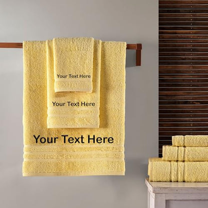 Hawmam Linen Personalized Towels - Customized Turkish Cotton Towel Set, Monogrammed Towels with Initial, Name & Embroidery, Idea for Weddings, Bridal Showers, Anniversaries, for Couples - Yellow - color: Yellow