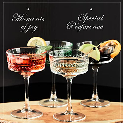 Vintage Coupe Glasses Set of 4, Champagne, Cocktail, Martini, Wine Glasses, Long Stem Glassware, (8.8oz/260ml) (4 Pack) - style: 4 Pack
