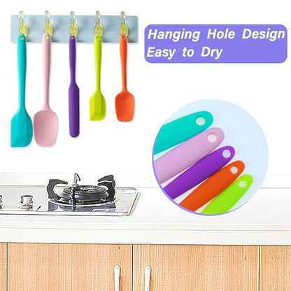 Silicone Spatula Set,5 Piece Food Grade Rubber Spatulas,Double-Green | Spatulas Silicone Heat Resistant for Baking,Cooking,and Mixing High Heat Resistant Non Stick Dishwasher Safe BPA-Free - color: Double Green