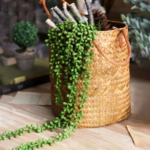 6 Pcs Succulents Plants Artificial Hanging Plants | String of Pearls Faux Greenery,Fake Succulents Hanging Plant for Home Backdrop Garden Indoor/Outdoor Wall Decor