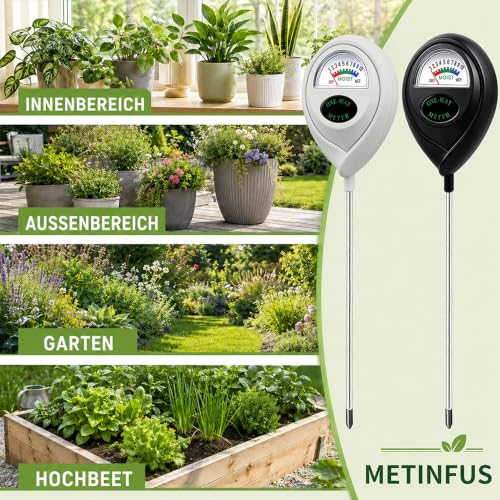 Pack of 2 Soil Moisture Sensor, Soil Moisture Meter for Plants [Black/White] Without Batteries, Plant Moisture Monitor, Soil Tester, Hygrometer for Garden and Outdoor Plants