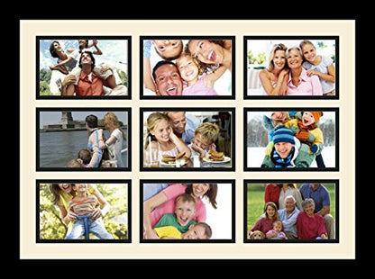 ArtToFrames Collage Photo Frame Single Mat with 9-4x6 Openings with Satin Black Frame and Baby Blue mat. - color: 9 - 4x6 - (2145), size: Baby Blue