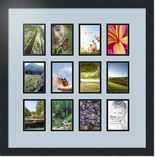 ArtToFrames Double-Multimat-1156-860/89-FRBW26079 Collage Photo Frame Double Mat with 12-3.25x4.75 Openings and Satin Black Frame - color: Baby Blue, size: 12 - 3.25x4.75