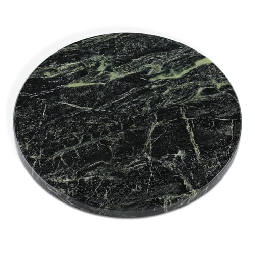 Indian Round Marble Cutting Board for Kitchen, 11inch Round Hand Crafted Marble Slab for Cheese, Charcuterie, Pastry Board - Wedding Gift, House Warming Gift(Indian Green) - color: Green Marble-Indian Green, size: 11"L x 11"W