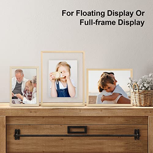 Egofine 9x12 Floating Frames Set of 2, Double Plexiglass Picture Frame, Made of Solid Wood Display Any Size Photo up to 9x12, Wall Mount or Tabletop Standing, Natural Wood - color: Natural Wood, size: 9x12