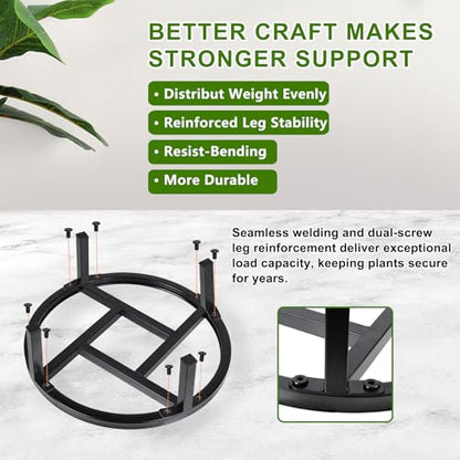 Metal Plant Stand Indoor & Outdoor Pot Holder Black 12"-2PCS | Indoor & outdoor usable ; Heavy duty load bearing：Up to 300 Lbs ; Ultra Stable, Not Wobbing - size: 11.8"-2PCS
