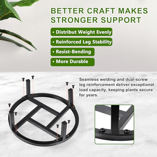Metal Plant Stand Indoor & Outdoor Flower Pot Holder, Black 10" - 2PCS | Indoor & outdoor usable ; Heavy duty load bearing：Up to 300 Lbs ; Ultra Stable, Not Wobbing - size: 10"-2PCS